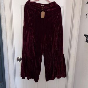 NATURAL LIFE Burgundy Velvet Flare Pants